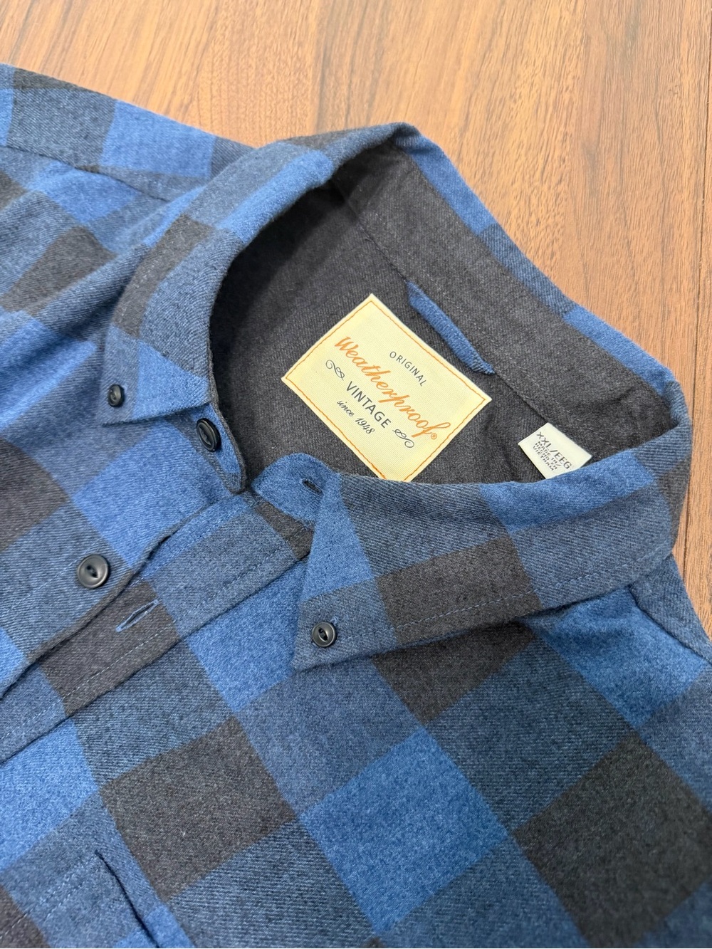 Weatherproof Blue and Black Buffalo Check Button-Down Shirt